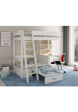 Estella WHITE - High with Desk/Futon (Black Futon)